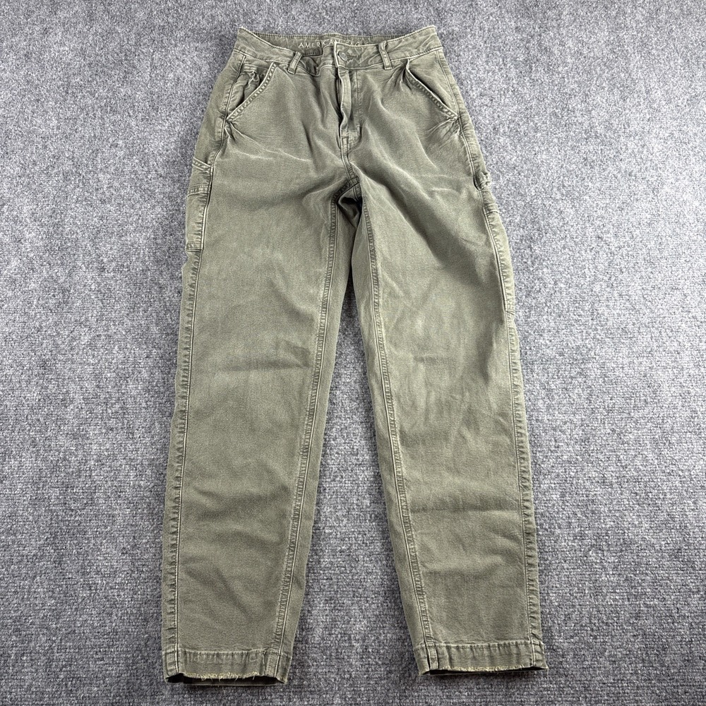 American Eagle Highest Rise 90s Boyfriend Carpenter Pants Size 2R Olive Green